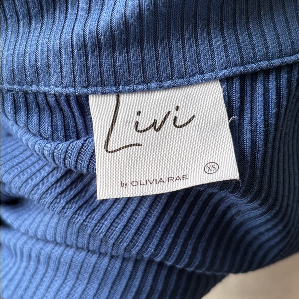 LIVI by Olivia Rae Ruched Ribbed Polo Mini Dress Blue XS - Picture 2 of 9